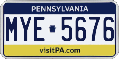 PA license plate MYE5676