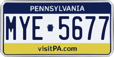 PA license plate MYE5677