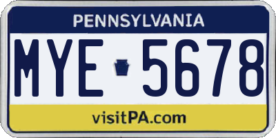 PA license plate MYE5678