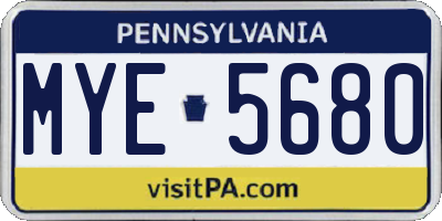 PA license plate MYE5680