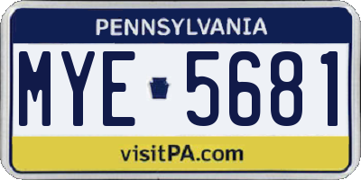 PA license plate MYE5681