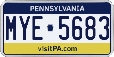 PA license plate MYE5683
