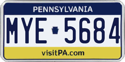 PA license plate MYE5684