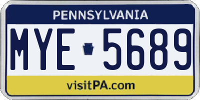 PA license plate MYE5689