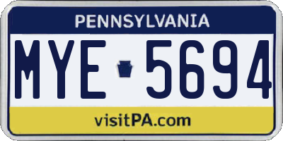 PA license plate MYE5694