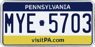 PA license plate MYE5703