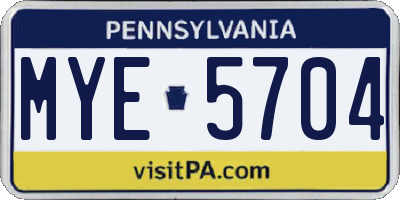 PA license plate MYE5704