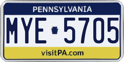 PA license plate MYE5705