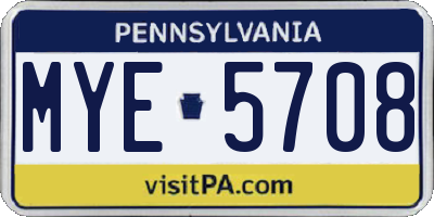 PA license plate MYE5708