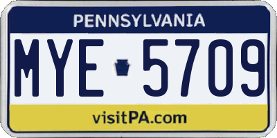 PA license plate MYE5709