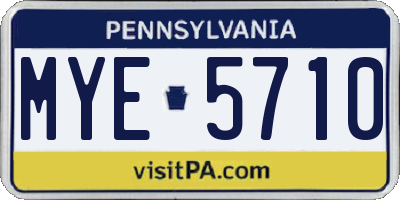 PA license plate MYE5710