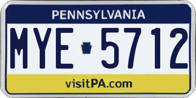 PA license plate MYE5712