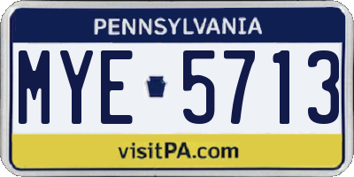 PA license plate MYE5713