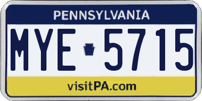 PA license plate MYE5715