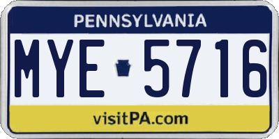 PA license plate MYE5716