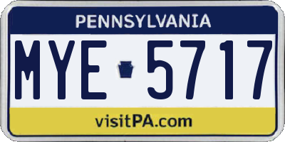 PA license plate MYE5717