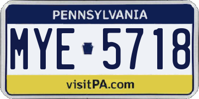 PA license plate MYE5718