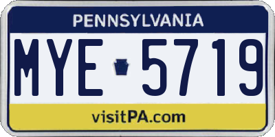 PA license plate MYE5719