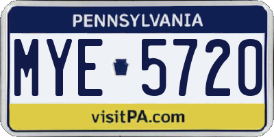 PA license plate MYE5720