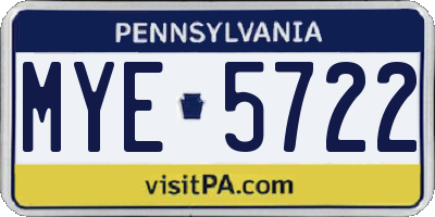 PA license plate MYE5722