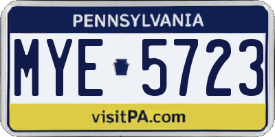 PA license plate MYE5723