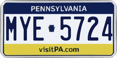 PA license plate MYE5724