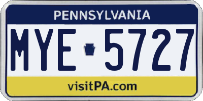 PA license plate MYE5727