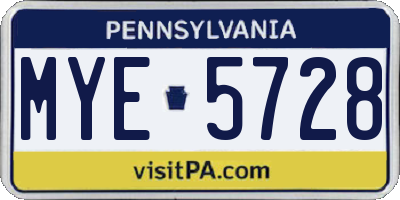 PA license plate MYE5728
