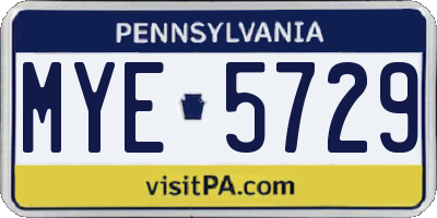 PA license plate MYE5729