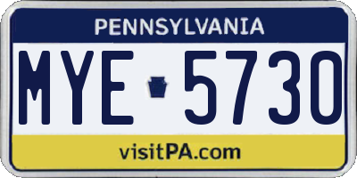 PA license plate MYE5730