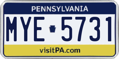 PA license plate MYE5731