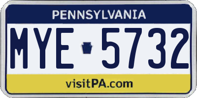PA license plate MYE5732