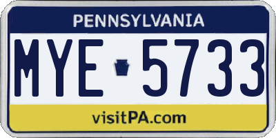 PA license plate MYE5733