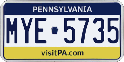 PA license plate MYE5735