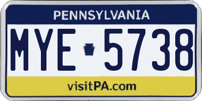 PA license plate MYE5738