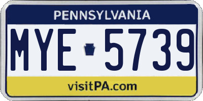 PA license plate MYE5739