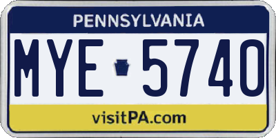 PA license plate MYE5740