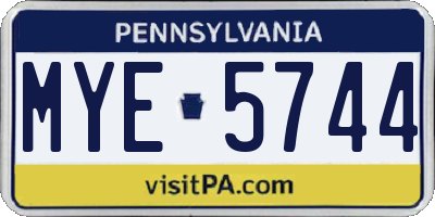 PA license plate MYE5744