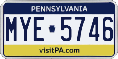 PA license plate MYE5746