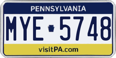PA license plate MYE5748