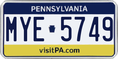 PA license plate MYE5749