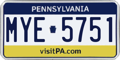 PA license plate MYE5751