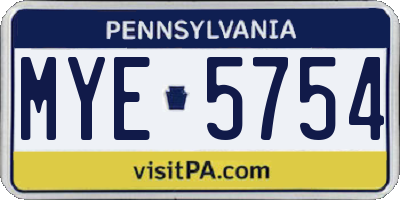 PA license plate MYE5754