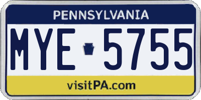 PA license plate MYE5755