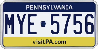 PA license plate MYE5756