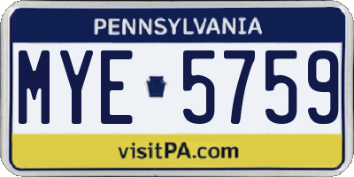 PA license plate MYE5759