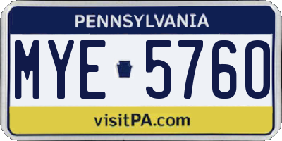 PA license plate MYE5760