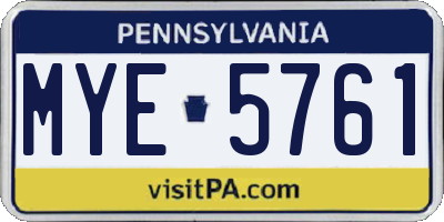 PA license plate MYE5761