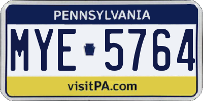 PA license plate MYE5764