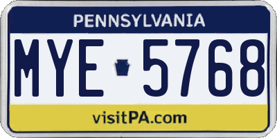 PA license plate MYE5768